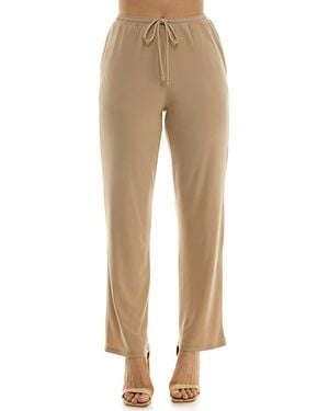 Nina Leonard Drawstring Pocket Straight Leg Pants - Natural