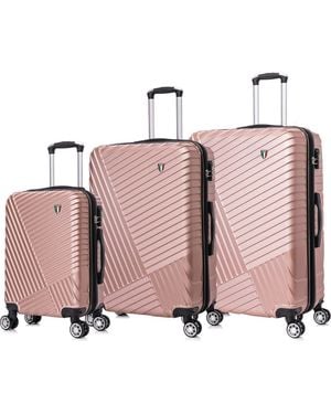 TUCCI Volaro Hardshell 3-Piece Spinner Luggage Set - Pink