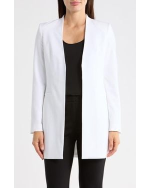 Calvin Klein Open Front Roll Sleeve Blazer - White