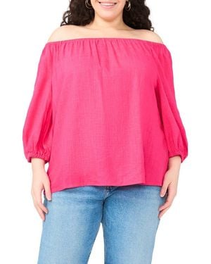 Vince Camuto Off The Shoulder Puff Sleeve Top - Red