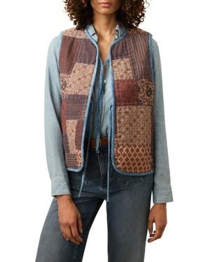 Faherty Quilted Patchwork Vest - Black