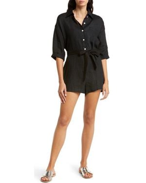 Vitamin A Playa Linen Romper - Black