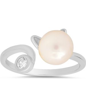 Queen Jewels Cz & Imitation Pearl Cat Ring - White