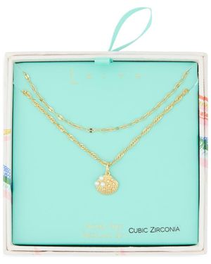 Leith Set Of 2 Clam Shell Pendant Necklaces - Green