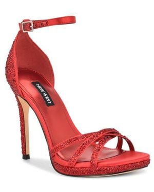 Nine West Lartay Platform Ankle Strap Sandal - Red