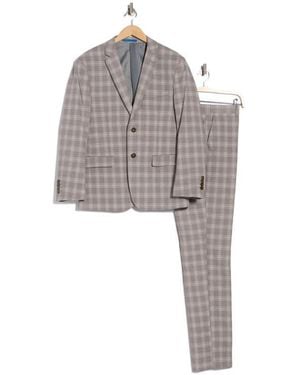 Gino Vitale Slim Fit Plaid Stretch Two-Piece Suit - Gray
