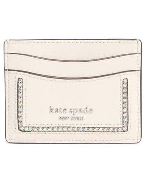 Kate Spade Morgan Crystal Inlay Saffino Leather Card Wallet - Natural