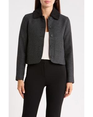 Bagatelle Corduroy Collar Crop Jacket - Black