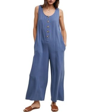 Wishlist Button Front Sleeveless Jumpsuit - Blue