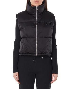 ELEVEN PARIS Water Resistant Crop Puffer Vest - Black