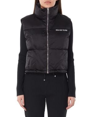 ELEVEN PARIS Water Resistant Crop Puffer Vest - Black
