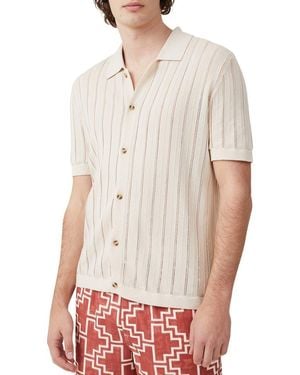 Cotton On Pablo Open Knit Button-Up Camp Shirt - White
