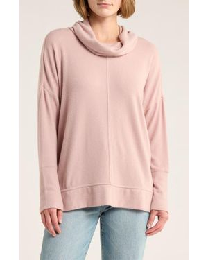 Caslon Cowl Neck Long Sleeve Tunic Top - Pink