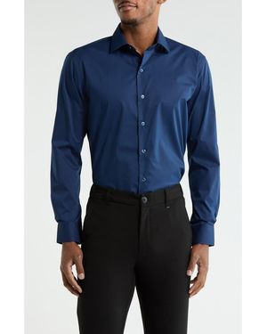 DKNY Solid Stretch Dress Shirt - Blue