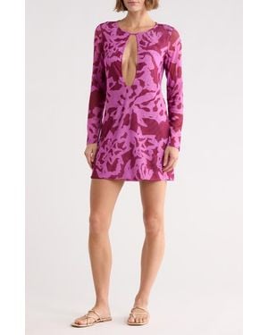 ViX Cleo Long Sleeve Cover-Up Dress - Purple