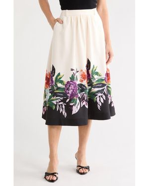 Joie Placed Floral Print Pocket A-Line Skirt - White