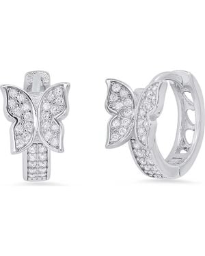 Steeltime Butterfly Huggie Hoop Earrings - White