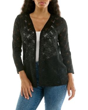 Nina Leonard Lace Three-Quarter Sleeve Bolero - Black