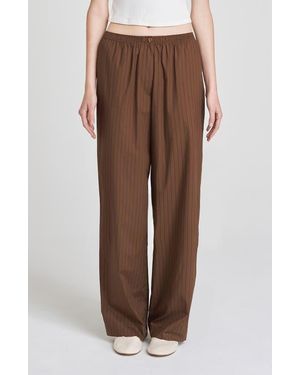 Wayf Billie Stripe Pull-On Cotton Pants - Brown