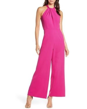 Julia Jordan Halter Neck Wide Leg Jumpsuit - Pink