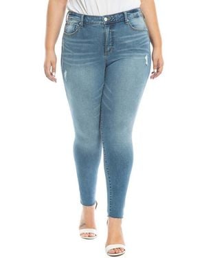 Slink Jeans Raw Hem High Waist Skinny Jeans - Blue