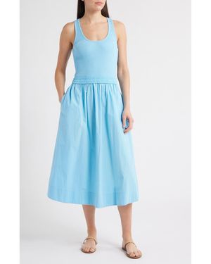 Nation Ltd Sadelle Mixed Media Midi Dress - Blue