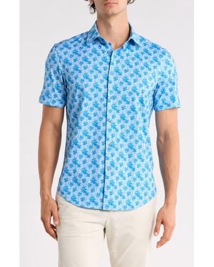 Bugatchi Short Sleeve Woven Shirt - Blue