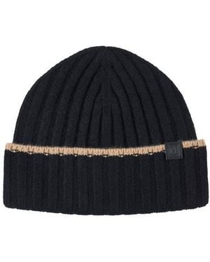 Bruno Magli Cashmere Wide Rib Beanie - Blue