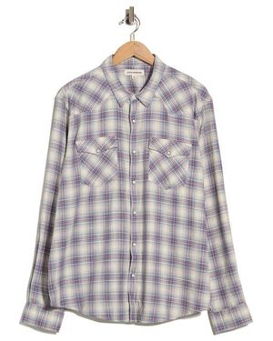 Lucky Brand Long Sleeve Plaid Western Shirt - Gray