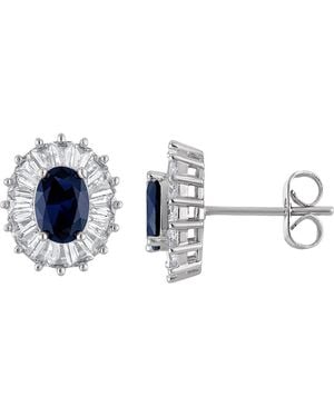 FZN Sterling Created Sapphire Stud Earrings - Blue