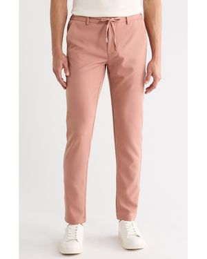 T.R. Premium Slim Fit Solid Linen Blend Pants - Pink