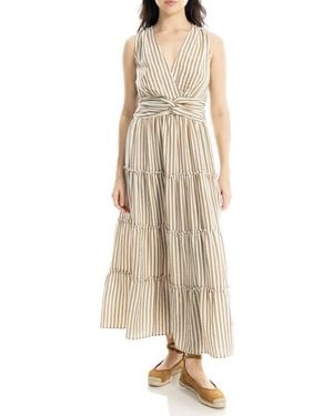 Max Studio Knotted Tiered Maxi Dress - Natural
