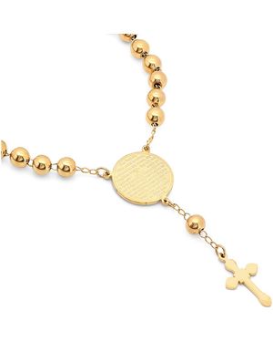 HMY Jewelry 18K Rose Plated Stainless Steel Prayer Cross Bracelet - Metallic