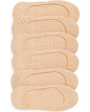 Hue Invisible Comfort 6-Pack Liner Socks - Natural