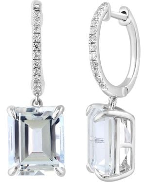 Effy Sterling Sapphire & Topaz Drop Huggie Hoop Earrings - White