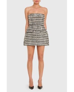 Amanda Uprichard Bethany Metallic Tweed Strapless Romper - Multicolor