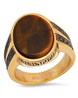 Steeltime Tiger's Eye Signet Ring - Metallic
