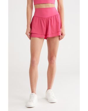 90 Degrees Lightstreme Hybrid Tiered Shorts - Pink
