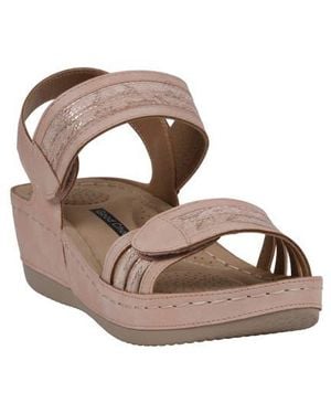 Gc Shoes Samar Snakeskin Embossed Hook & Loop Wedge Sandal - Brown