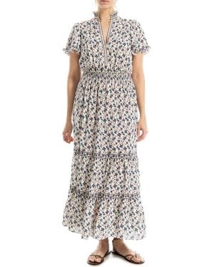Max Studio Smocked Flutter Sleeve Maxi Dress - Multicolor