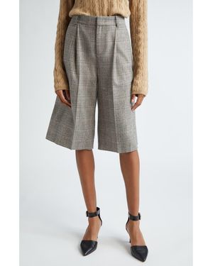 Vince Plaid High Waist Wide Leg Shorts - Gray