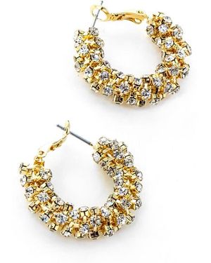 Panacea Crystal Encrusted Hoop Earrings - Metallic