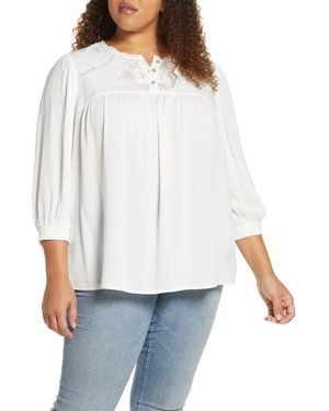 DR2 by Daniel Rainn Daniel Rainn Lace Yoke Blouse - White