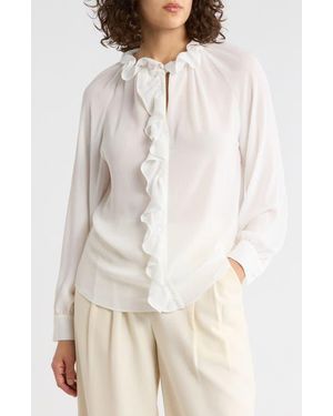 Gemma  Jane Ruffle Long Sleeve Top - Natural