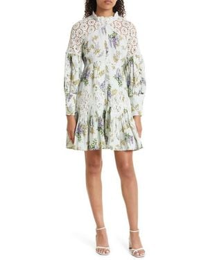 byTiMo Linen Blend Long Sleeve Minidress - White