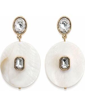 Saachi Resin Disc Crystal Drop Earrings - White