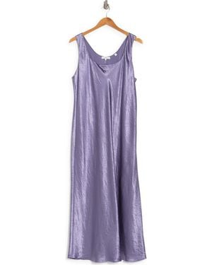 Vince Square Neck Satin Tank Dress - Purple