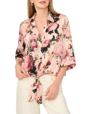 Vince Camuto Floral Tie Front Top - Pink
