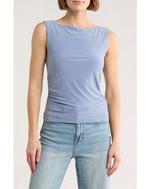Leith Boat Neck Sleeveless Top - Blue