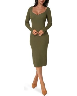 Bebe Long Sleeve Sweater Dress - Green